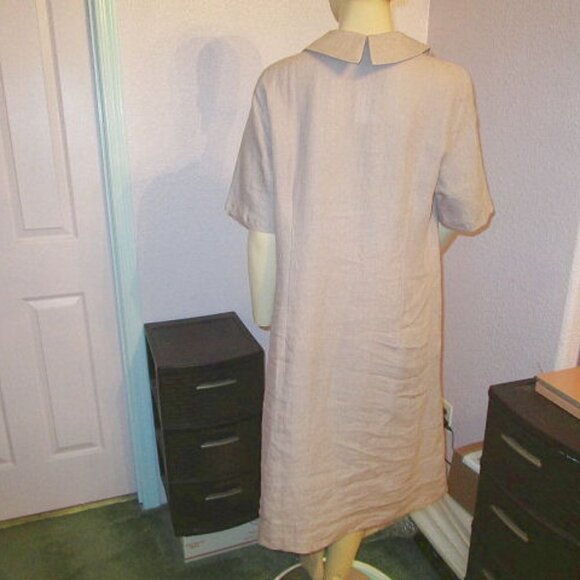 NWT Oda Lux LINEN Midi Size XL 44 DRESS Lavender COWL NECK Short Sleeve POCKETS - Picture 8 of 12